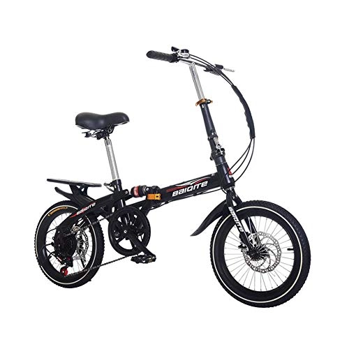 Bici pieghevoli : Ti-Fa Biciclette Mini Pieghevole da 20 Pollici a 7 velocità Portable Student Folding Bike Uomo Donna Leggero Pieghevole velocità Damping Biciclette, Nero