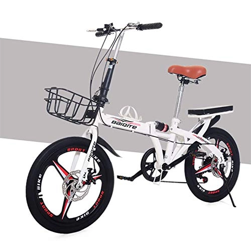 Bici pieghevoli : Ti-Fa Biciclette Pieghevoli 20 Pollici Mini Portable Student Folding Bike Uomo Donna Leggero Pieghevole velocità Damping Biciclette, Bianca, Three Cutter Wheel