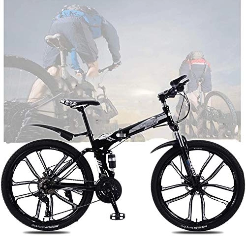 Bici pieghevoli : TRGCJGH Mountain Bike Pieghevole per Adulti Mountain Bike da 26 Pollici Mountain Bike 21 / 24 / 27 / 30 in Acciaio al Carbonio con Sospensione Completa Hardtail MTB, C-27speed