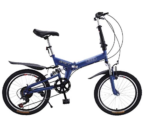 Bici pieghevoli : TSTZJ 20" Bike Telaio in Acciaio Ruote Doppia della Sospensione Montagna piegante della Bici della Bicicletta Mens' Folding Bike Doppio Freno a Disco MTB, blue-20 Inches
