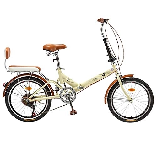 Bici pieghevoli : TYXTYX Bike Bici Pieghevole Acciaio al Carbonio della Bici dei Capretti da 20 Pollici Bici Ultra-Leggera Mini-Studente della Bici, Beige