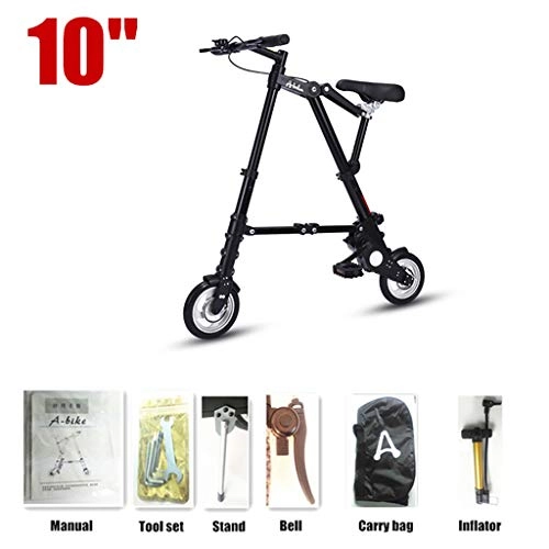 Bici pieghevoli : Ultra Light 10" Mini Folding Bike, Biciclette Esterna Portatile della Metropolitana Transit Vehicles Pieghevole Biciclette, Migliore Regalo, Nero