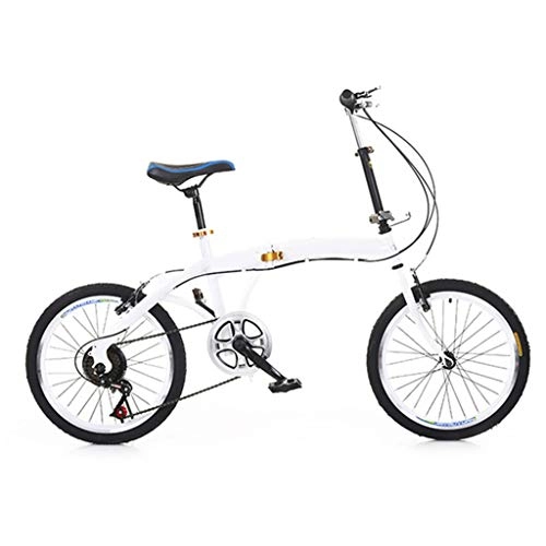 Bici pieghevoli : Ultralight Portatile Pieghevole Biciclette per Bambini Uomini E Donne Leggero Telaio in Acciaio Fold Bike20 inch, Bianca