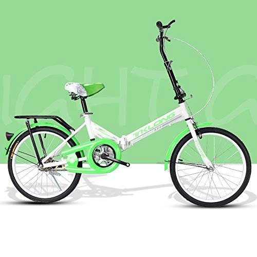Bici pieghevoli : VANYA Leggero Folding Bike 20 Pollici 6 velocità variabile velocità pendolarismo in Bicicletta per Student Unisex 15kg, Verde