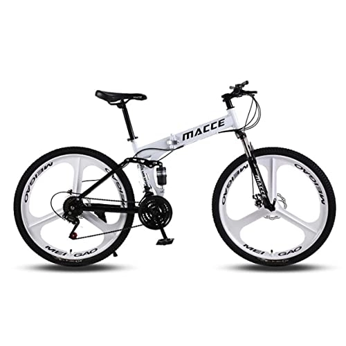 Bici pieghevoli : VIIPOO Mountain Bike Pieghevoli, Parete Tubo Acciaio Carbonio Addensato Bicicletta Pieghevole per Adulti, Biciclette Antiscivolo Bici Strada MTB per Uomini / Donne Bicicletta, White-26‘’ / 24 Speed