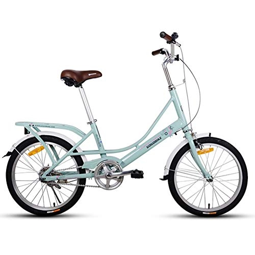 Bici pieghevoli : WCY Adulti 20" Biciclette Pieghevoli, Peso Leggero Folding Bike con Posteriore Carry Rack, Single Speed ​​Pieghevole Compact Biciclette, Telaio in Lega di Alluminio yqaae (Color : Light Green)