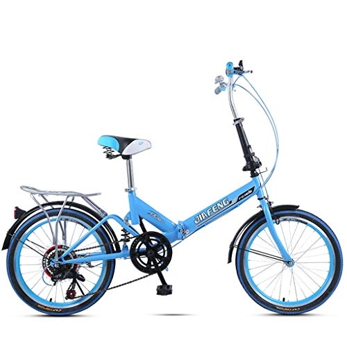 Bici pieghevoli : Weiyue Bicicletta Pieghevole- Automobile a 20 Pollici della Bicicletta dell'ammortizzatore della Bicicletta della Bicicletta della Bicicletta di velocità variabile a 20 Pollici (Color : Blue)