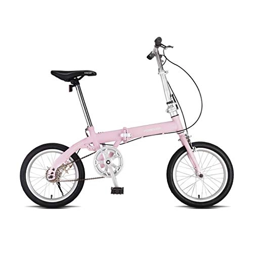 Bici pieghevoli : Weiyue Bicicletta Pieghevole- Bicicletta Pieghevole Bicicletta Ultraleggera Portatile da 16 Pollici for Uomo e Donna Piccola Ruota Piccola velocità Singola (Color : Pink)