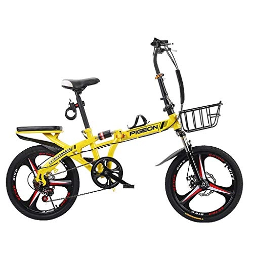 Bici pieghevoli : Weiyue Bicicletta Pieghevole- Bicicletta Pieghevole da 20 Pollici for pendolari Portatile Mini Shifting Brake Brake Absorber Car for Adulti e Studentesse (Color : Yellow)