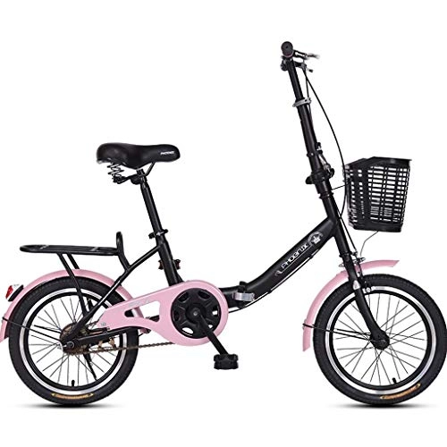 Bici pieghevoli : Weiyue Bicicletta Pieghevole- Bicicletta Pieghevole da Viaggio for Bambini Ultraleggeri for Studenti e Ragazze da 16 Pollici (Color : Pink)