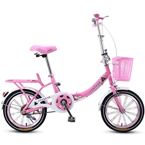 Bici pieghevoli : Weiyue Bicicletta Pieghevole- Bicicletta Pieghevole for Bambini 20 Pollici Bicicletta for Bambini Maschi e Femmine 6-10-12 Anni Carrozzina Scuola elementare Car (Color : Pink)