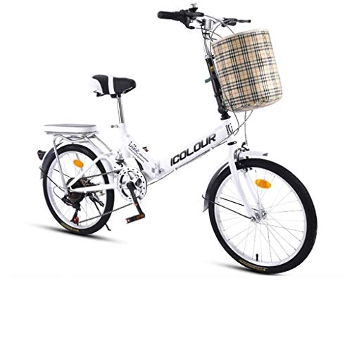 Bici pieghevoli : WGYHI 20 Pollice Bicicletta Pieghevole Leggero Comfort City Bike Bicicletta Donna Ragazza Bici da Contropedale 7 velocità Bicicletta Adatto A Alunno Commuter Principiante Bicicletta da Città-A-20inch