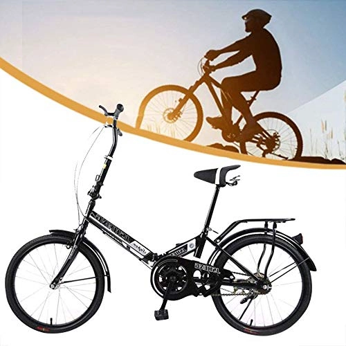 Bici pieghevoli : WSJYP Biciclette Pieghevoli, Mini Bici Portatile da Studente da 20 Pollici Mini per Bicicletta da Uomo Pieghevole Leggera Casual, Assorbimento degli Urti con Sella per Bicicletta, Black