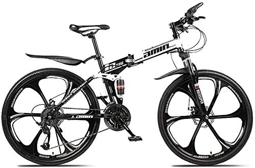 Bici pieghevoli : WXPE Bici Pieghevole 26 Pollici Bicicletta Pieghevole Portatile Leggera Pieghevole per Adulto Bicicletta, Telaio Pieghevole MTB a Sospensione Completa 6 Ruote a Raggi
