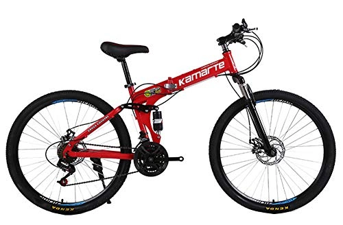 Bici pieghevoli : WYYSYNXB Biciclette velocità Variabile Bici Pieghevoli Smorzamento 26 Pollici Doppio Freno a Disco Mountain Bike, Red, 24inches24speed