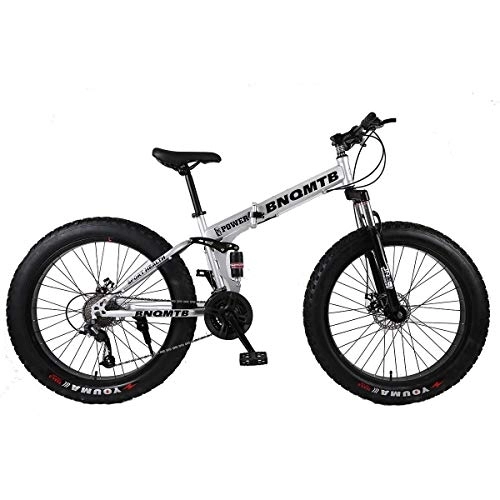 Bici pieghevoli : WZB 26"in Lega Pieghevole Mountain Bike 27 velocità Doppia Sospensione 4.0 Pollici in Gomma ciclabile può pedalare su Neve, Montagne, Strade, spiagge, ECC, 2