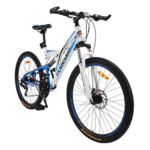 Bici pieghevoli : WZB Il più Economico Pieghevole da Mountain Bike da 26"con Ruote, 24 velocità, Piccolo Telaio da 16" in Acciaio, Unisex, Biciclette per pendolari, Bianco, 26