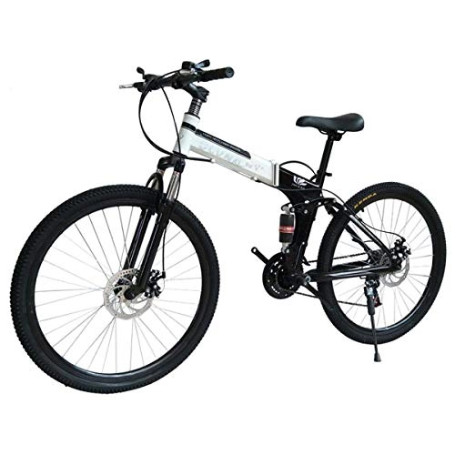 Bici pieghevoli : WZB Mountain Bike 27 velocità Telaio in Acciaio 26 Pollici 3 Ruote a Razze Dual Folding Bici Pieghevole Blackwhite, 13, 27 velocità