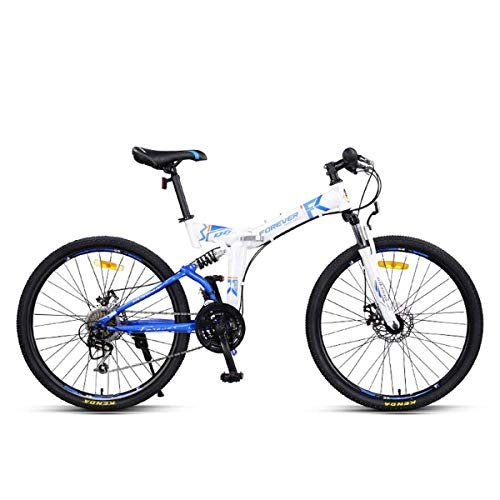 Bici pieghevoli : WZB MTB Pieghevole Doppia Sospensione Mountain Bike, Telaio in Acciaio da 26"Pollici, 24 velocità Anteriore e Posteriore parafango Anteriore e Posteriore Meccanico a Disco, 1, 24"