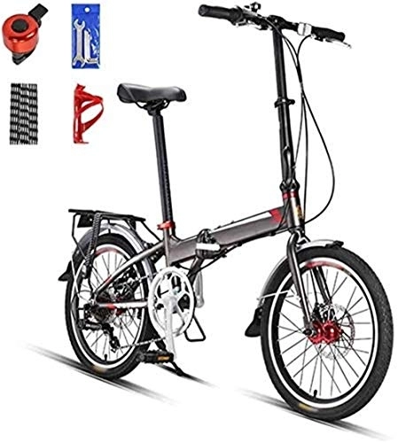 Bici pieghevoli : XHLLX 20 Pollici Leggero Folding MTB Bike, Pieghevole Città Commuter Biciclette, 7 velocità delle Donne degli Uomini per Mountain Bike, Double Disc Brake, A