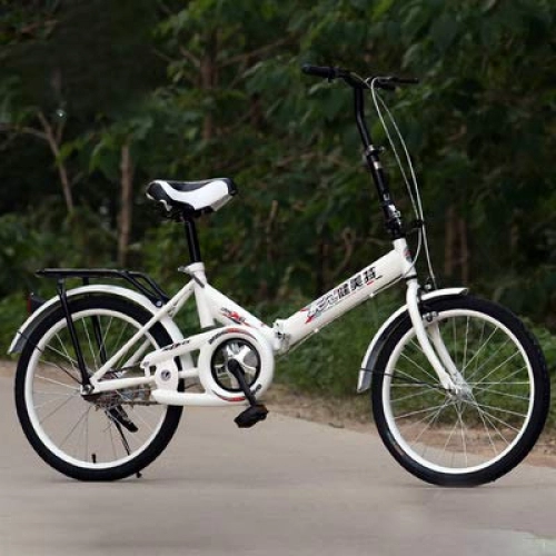 Bici pieghevoli : Xiaoplay 20 Pollici per Bambini Pieghevole Student Bicicletta Pedale Portatile Bici Leggero Mini Damping Biciclette, White-20inch
