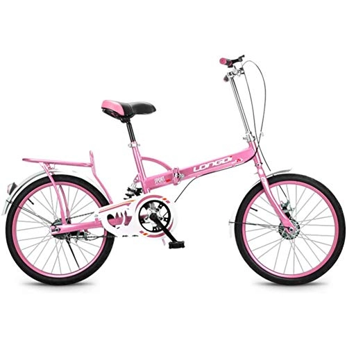 Bici pieghevoli : XM&LZ Portatile Bici Pieghevole Bicicletta, velocità Variabile Ultra-Leggero, Bici Pieghevole Pendolare con Basket per Adulti Bambini Rosado 20inch