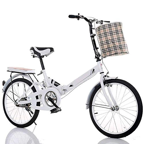 Bici pieghevoli : YANGMAN-L 20-inch Pieghevole velocità Biciclette, Studente Folding Bike per Uomo e Donna Bicicletta Pieghevole Damping Bicicletta, Bianca