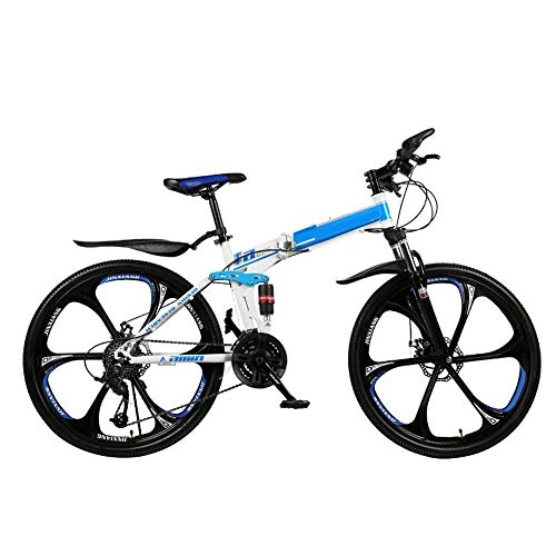 Bici pieghevoli : YARUMD FOOD Bici per Bambini Bike, 24 Biciclette Pollici Acciaio al Carbonio Pieghevole, 21 / 24 / 27 / 30 Speed ​​Biciclette Sospensione Totale Freni A Disco Doppio MTB Gears Biciclette