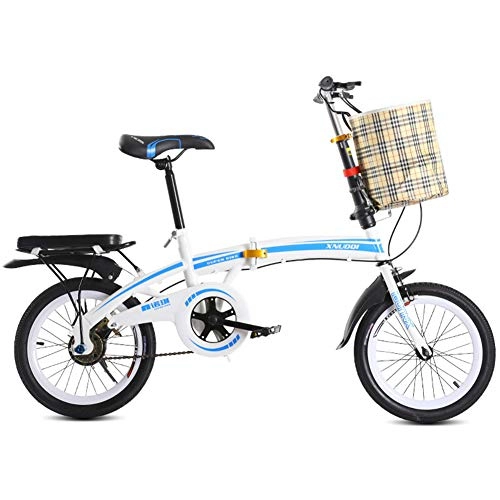 Bici pieghevoli : YBZX Bicicletta Pieghevole da 20 Pollici per Donna Uomo Bicicletta compatta Pieghevole Portatile Leggera per Bambini Studente Bicicletta con Cestino e Sedile Posteriore