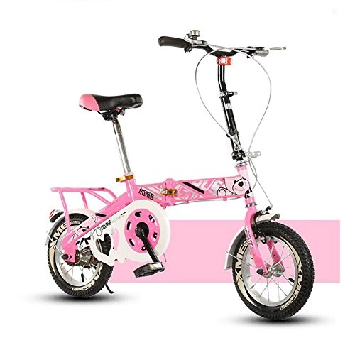 Bici pieghevoli : YEARLY Bambini Bici Pieghevole, Bici Pieghevoli Studente Luce Portatile Alunni Bicicletta Pieghevole per 8-12 Anni Vecchio-Rosa 14inch