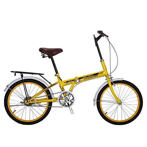 Bici pieghevoli : YEARLY Bicicletta pieghevole donna, Adulti bici pieghevole Singola velocità Città Studente Biciclette di uomini e donne Bicicletta pieghevole-giallo 20inch