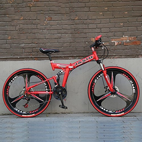 Bici pieghevoli : YEARLY Montagna bici pieghevole, Adulti bici pieghevole 21 velocità Regalo di studente Bicicletta pieghevole-Rosso 26inch