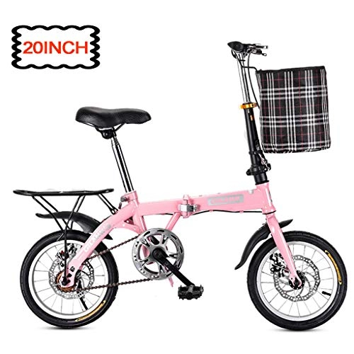 Bici pieghevoli : YHNMK Bicicletta Pieghevole Car Bike, 20 Pollici Grande Ruota Bicicletta Trasportabile Piegabile, Leggera Ammortizzatore Doppio Freno a Disco, Street Unisex Adulto