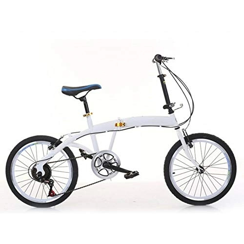 Bici pieghevoli : YiWon Bicicletta pieghevole da 20 pollici, 7 marce, colore bianco (regolabile in altezza 70-100 mm)