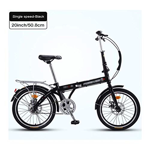 Bici pieghevoli : YSHCA20 Pollici Bicicletta Pieghevole, Telaio in Acciaio al Carbonio Pieghevole Bici con Mudgard e Sella Comfort City Bike Pieghevole, Black