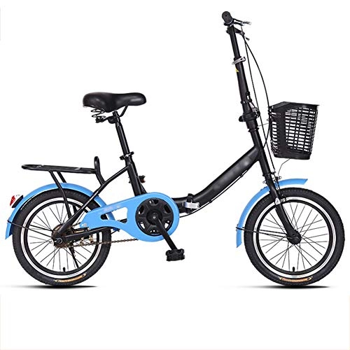 Bici pieghevoli : YSHCA20 Pollici Bicicletta Pieghevole, Telaio in Acciaio al Carbonio Pieghevole Bici con Sella Comfort e Cremagliera Unisex Adulto, Blue