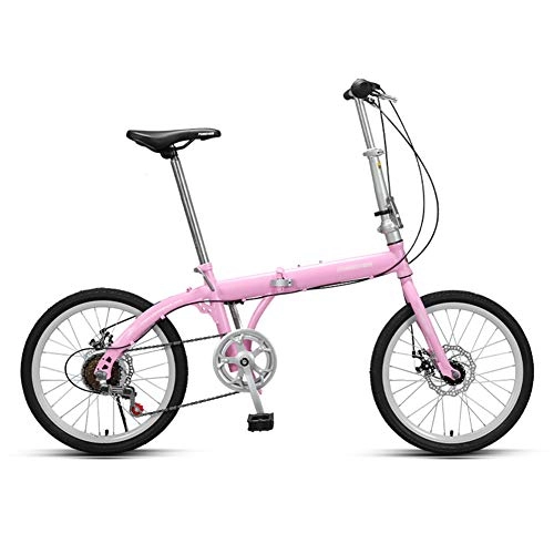 Bici pieghevoli : YSHCA6 velocità Pieghevole Bici, con Sella Comfort 20 Pollici Bicicletta Pieghevole Telaio in Acciaio al Carbonio City Bike Pieghevole, Pink