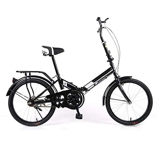 Bici pieghevoli : Yunyisujiao Bicicletta da Città Pieghevole in Lega Leggera da 20 Pollici, Bicicletta Pieghevole Portatile A 6 velocità con Ammortizzatore A velocità Variabile (Color : Black)