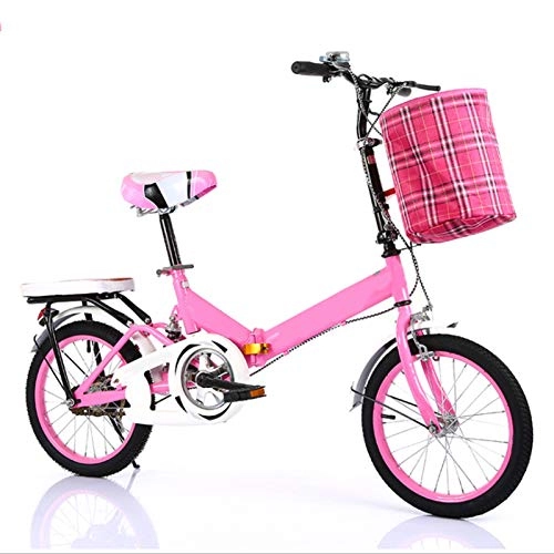 Bici pieghevoli : Yunyisujiao Bicicletta Pieghevole, Adulto Portatile da 20 Pollici Piccolo Studente Maschio Biciclette, Uomini e Donne Adulti Mini Biciclette (Color : Pink)