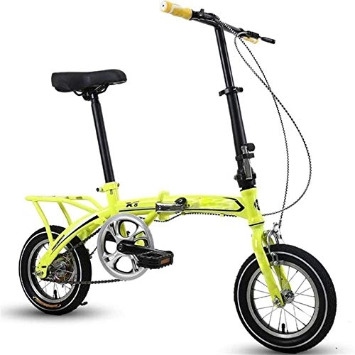 Bici pieghevoli : Yunyisujiao Bicicletta Pieghevole in Lega Leggera, Mini Bicicletta Compatta Pieghevole da 12 Pollici, Piccola Bicicletta Portatile per Studenti Adulti (Color : Yellow)