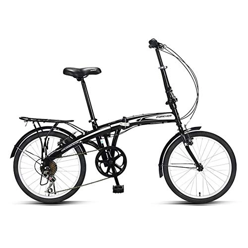 Bici pieghevoli : YYONGAO Biciclette Pieghevoli, Biciclette Pieghevoli Ufficiali for Uomini e Donne, Adulti, Ultra-Leggero, Portatile di Lavoro, Adulto Piccolo Biciclette (Color : Black White 7-Speed, Size : 20inch)