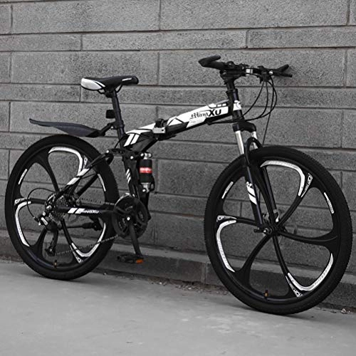 Bici pieghevoli : ZEIYUQI Adulti Biciclette Maschio 26" 24 velocità Mountain Bike Doppio Freno A Disco Biciclette di Corsa Esterna, Bianca, 21 * 26''* 6