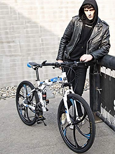 Bici pieghevoli : ZEIYUQI Adulti Biciclette Maschio 26" 24 velocità Mountain Bike Doppio Freno A Disco Biciclette di Corsa Esterna, Blu, 21 * 26''* 6