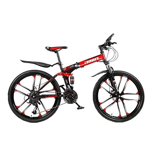 Bici pieghevoli : Zhenwo 26 inch Mountain velocità di Assorbimento Urti Bicicletta Pieghevole Bici Fuoristrada Antiscivolo Bicicletta Pneumatico per Adulti, Rosso