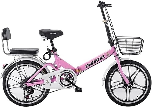 Bici pieghevoli : ZLYJ Bici Pieghevole, Bici Città Pieghevole in Alluminio Leggero 20 Pollici, Sistema Piegatura Rapido, Bici Portatile Ultraleggera per Studenti Adulti Pink