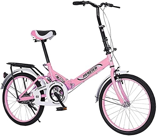 Bici pieghevoli : ZLYJ Bicicletta Pieghevole per Adulti, per Il Tempo Libero Mini Bicicletta Compatta Pieghevole da Città da 20 Pollici Bicicletta Urbana per Impiegati D'ufficio Escursione All'aperto Pink, 20 in