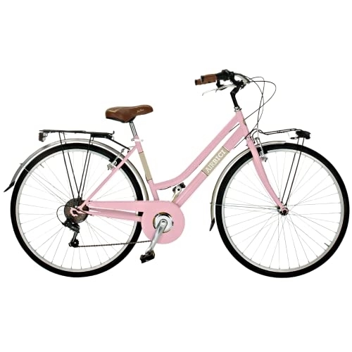 Biciclette da città : Airbici 603AC Bicicletta da Passeggio Donna Ruote 28" Rosa | Bici da Donna Vintage Retro con 6 Velocità, Telaio in Acciaio, Parafanghi, Luci LED e Portapacchi | Bici da Città per Donna (rosa)