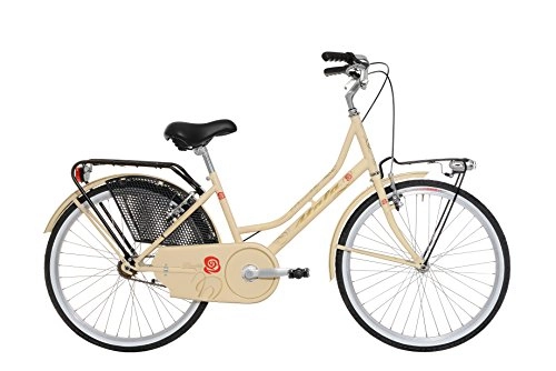 Biciclette da città : Atala Bicicletta da Ragazza citybike Tipo Holland, Modello Piccadilly, Color Crema, Telaio 24" (Statura 140-160 cm), Modello Vintage con COPERTURE E Sella Marrone