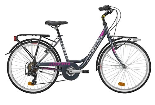 Biciclette da città : Atala Bicicletta Trekking da Donna Nuovo Modello 2020, Maggie, 7 velocità, Grigio Perla - Fucsia, Misura Unica 42 (Fino a 170cm)