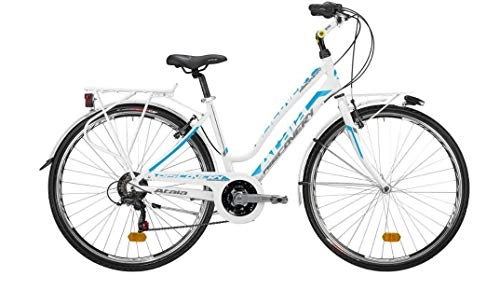 Biciclette da città : Atala Citybike da Donna Modello 2020 Discovery, 21 velocità, Colore Bianco - Azzurro, Misura 44 (S)